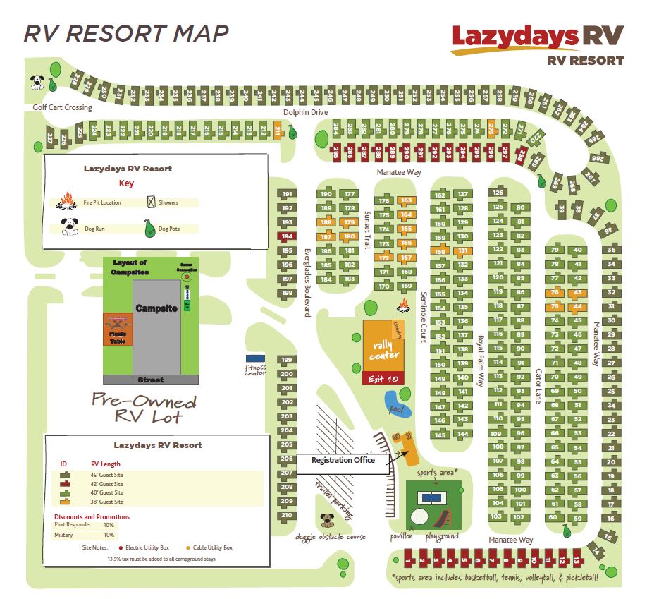 Map of the Lazydays Resort
