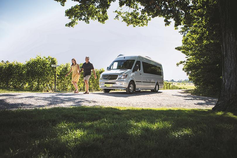 happy couple with rv